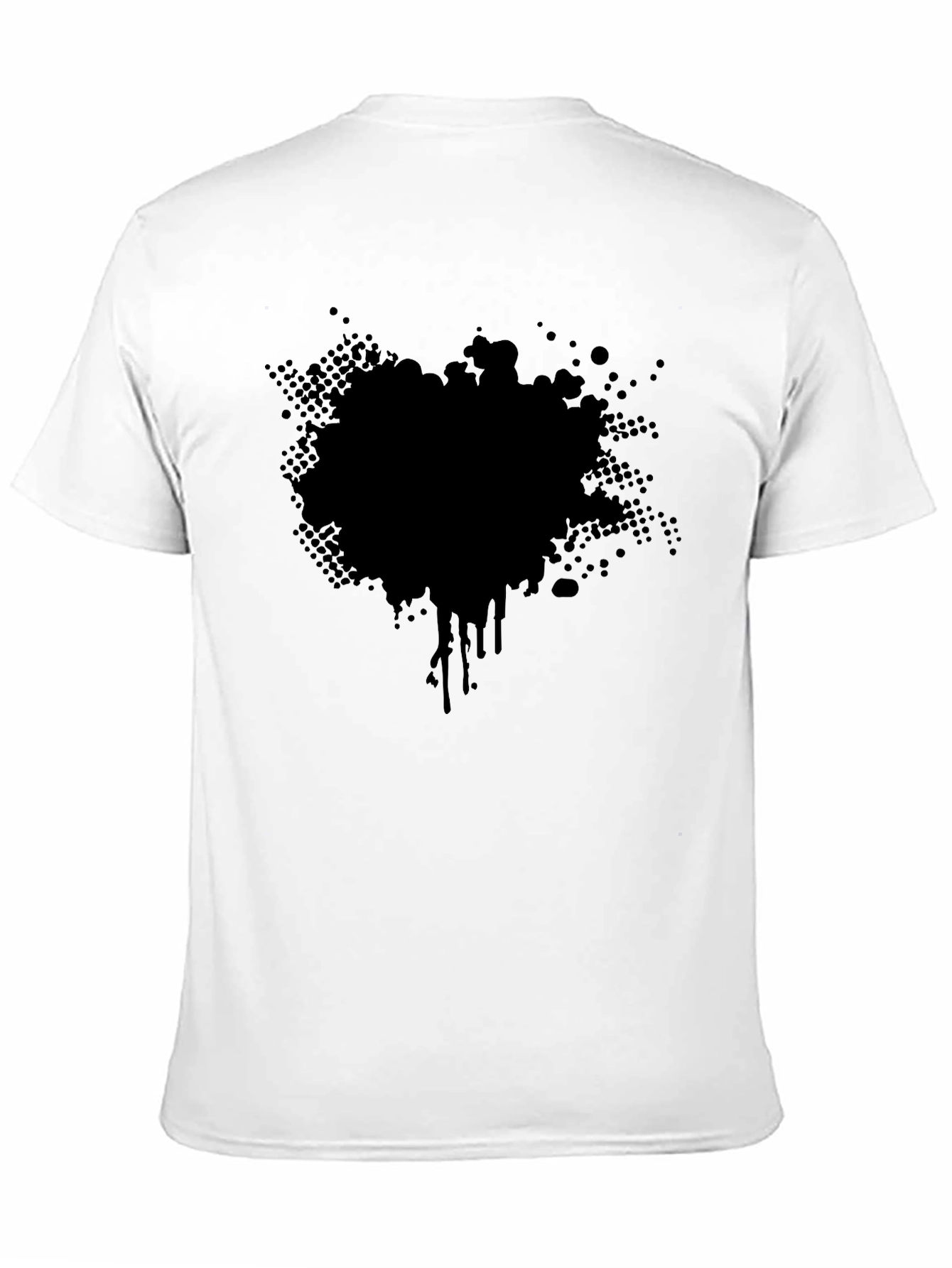 Mens Black T-Shirt with Abstract Splatter Graphic