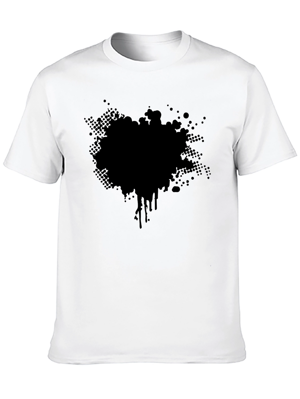 Mens Black T-Shirt with Abstract Splatter Graphic