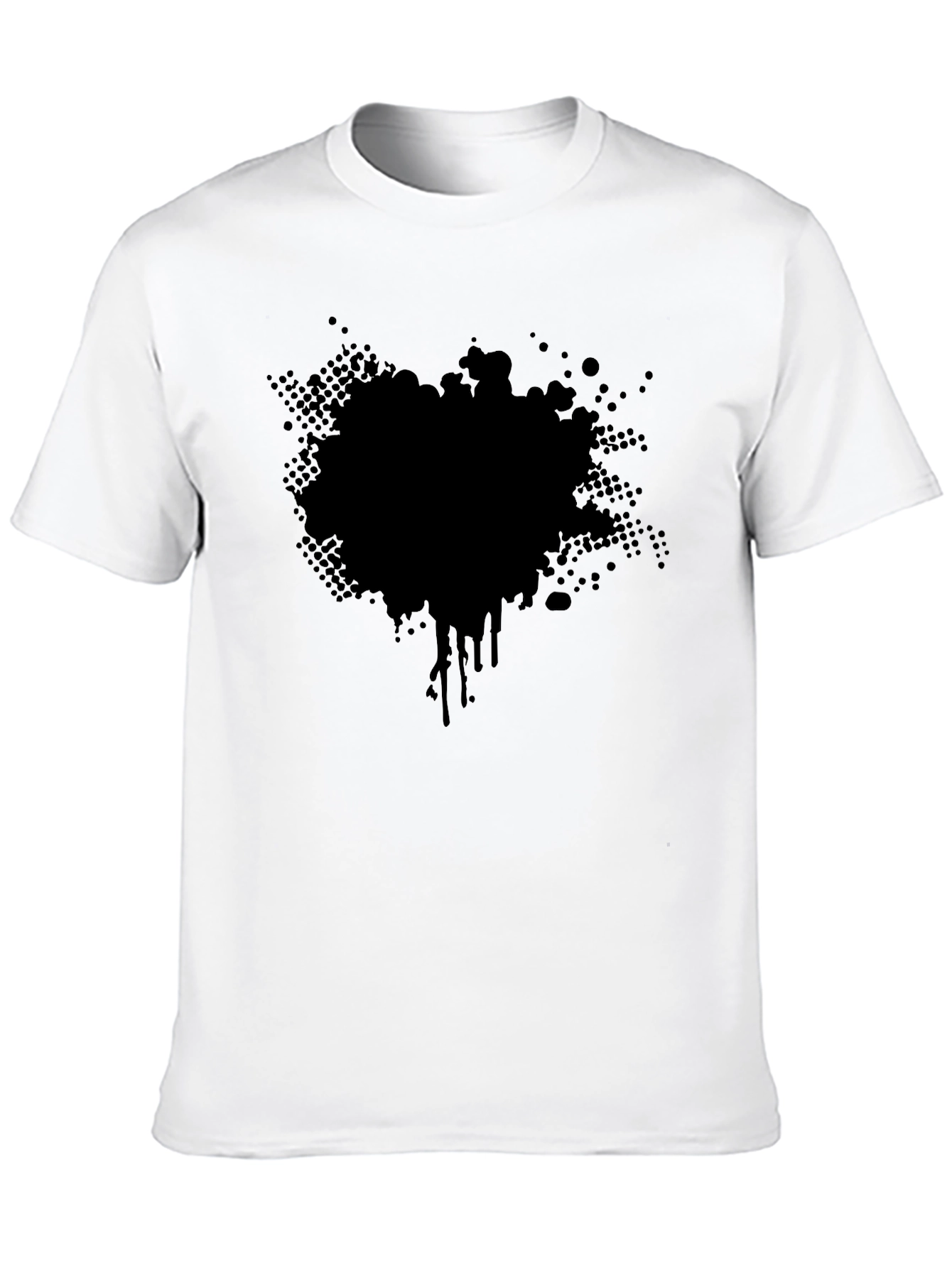 Mens Black T-Shirt with Abstract Splatter Graphic