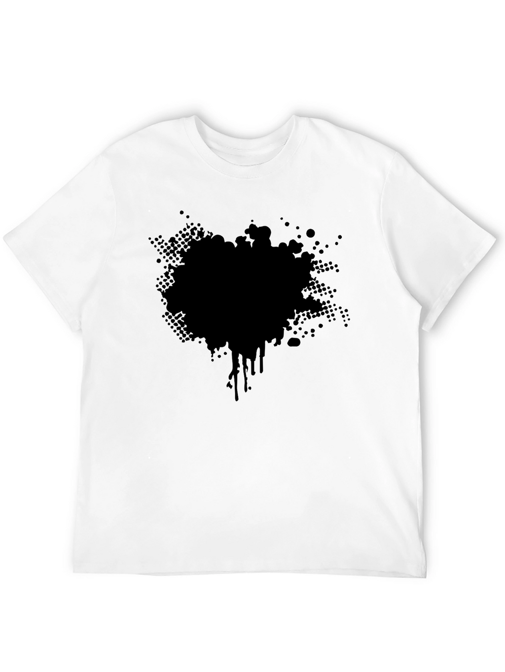 Mens Black T-Shirt with Abstract Splatter Graphic