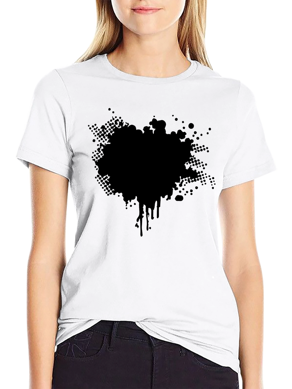 Mens Black T-Shirt with Abstract Splatter Graphic