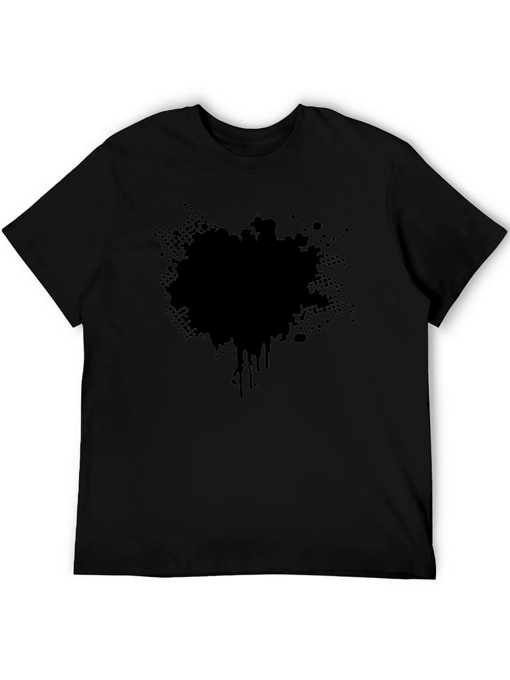 Mens Black T-Shirt with Abstract Splatter Graphic