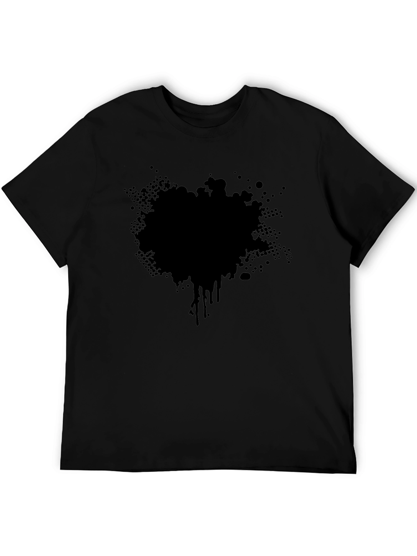 Mens Black T-Shirt with Abstract Splatter Graphic