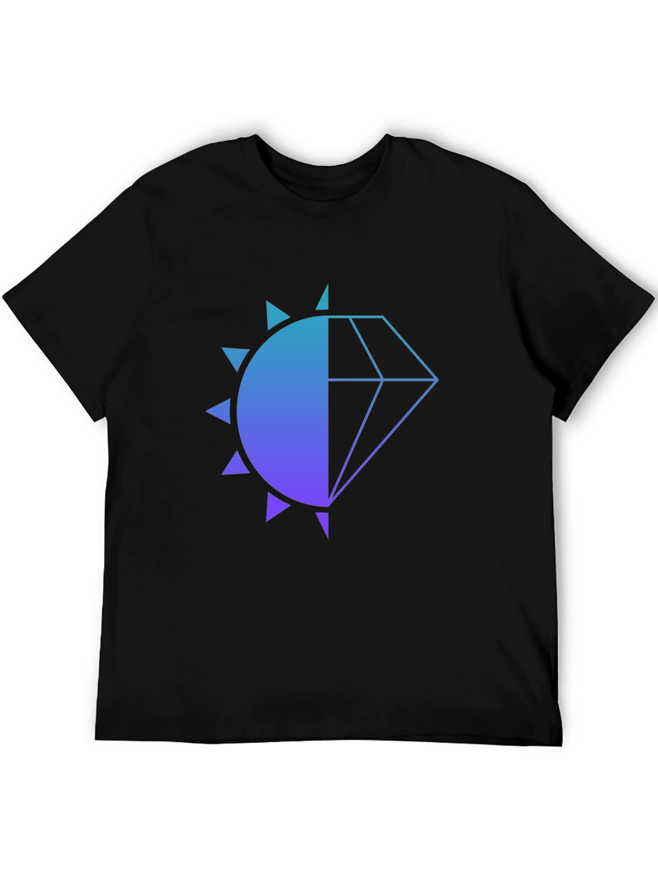 Modern Diamond Sun Graphic Black T-Shirt