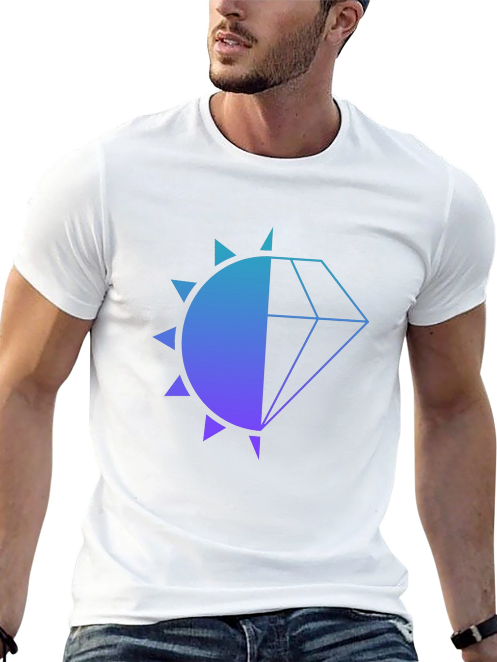 Modern Diamond Sun Graphic Black T-Shirt