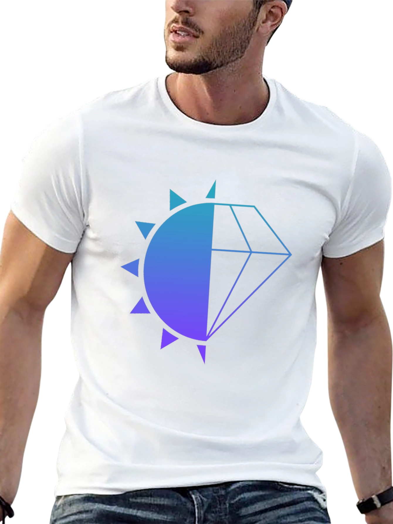 Modern Diamond Sun Graphic Black T-Shirt