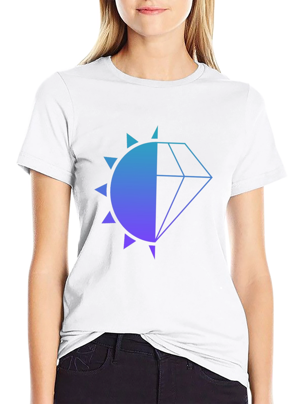 Modern Diamond Sun Graphic Black T-Shirt