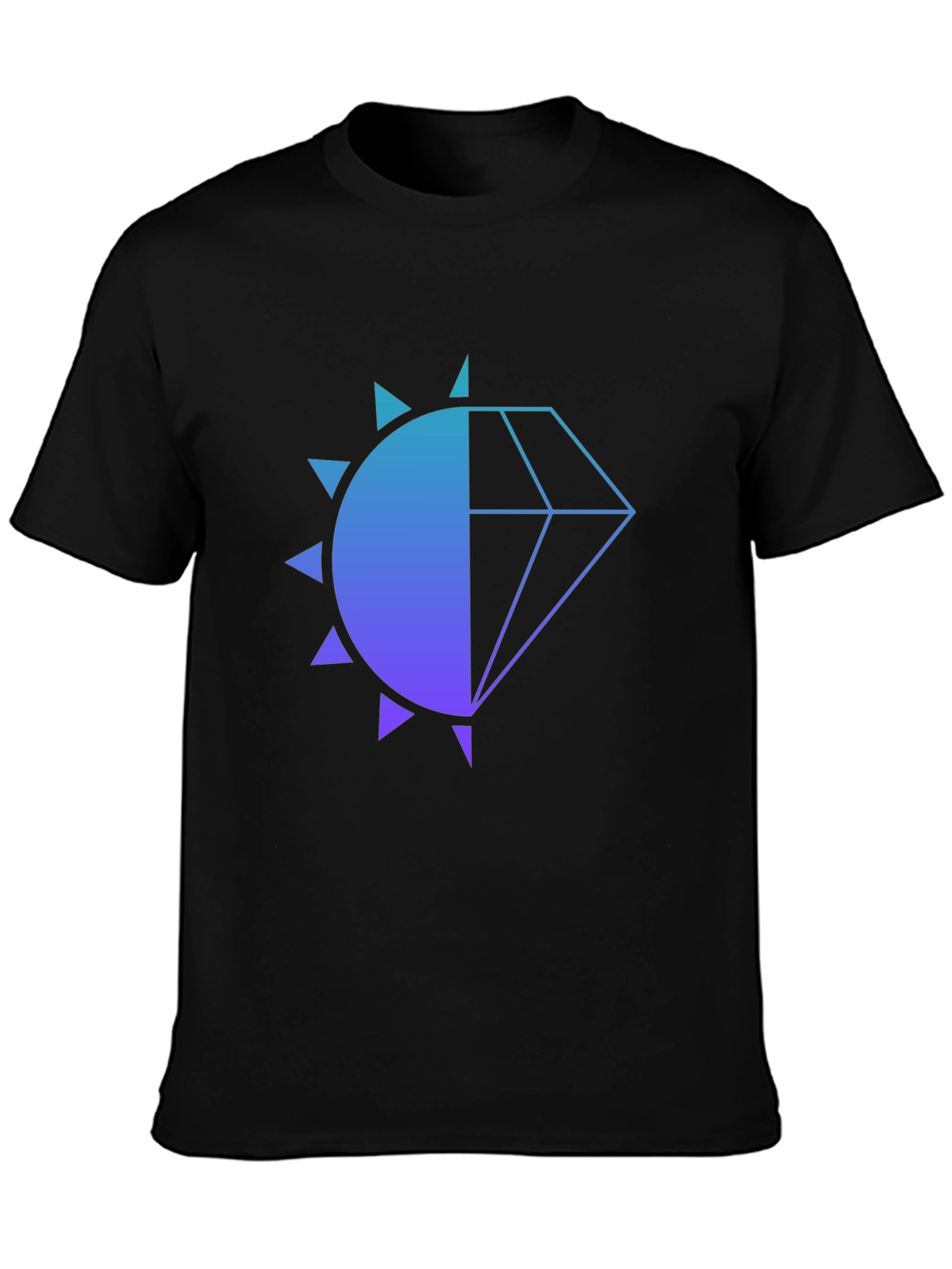 Modern Diamond Sun Graphic Black T-Shirt