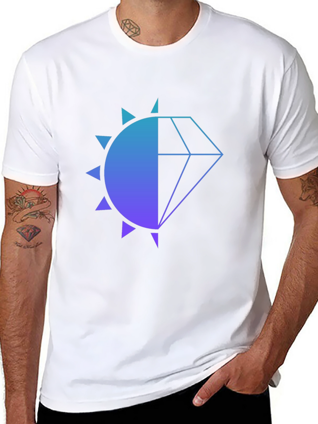 Modern Diamond Sun Graphic Black T-Shirt