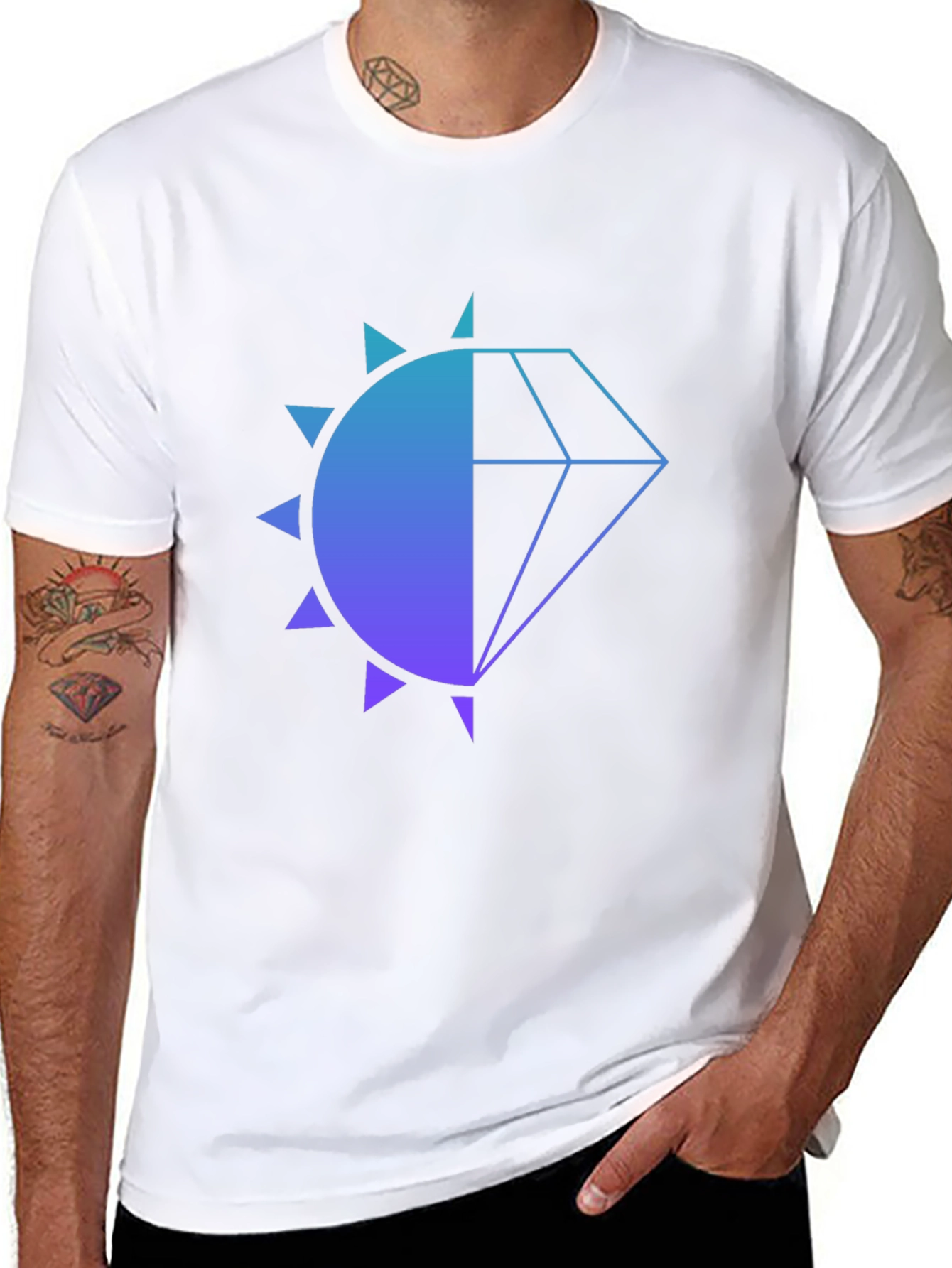 Modern Diamond Sun Graphic Black T-Shirt