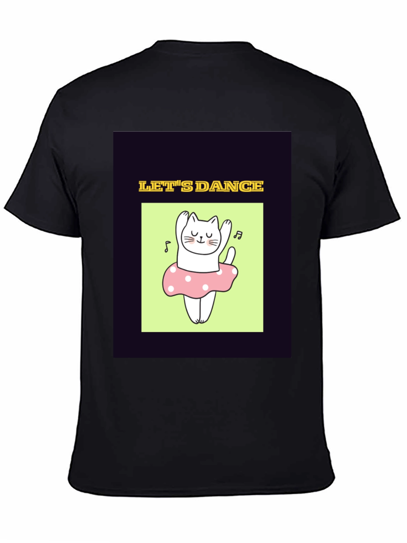Dancing Cat Graphic Tee - Black Unisex T-Shirt