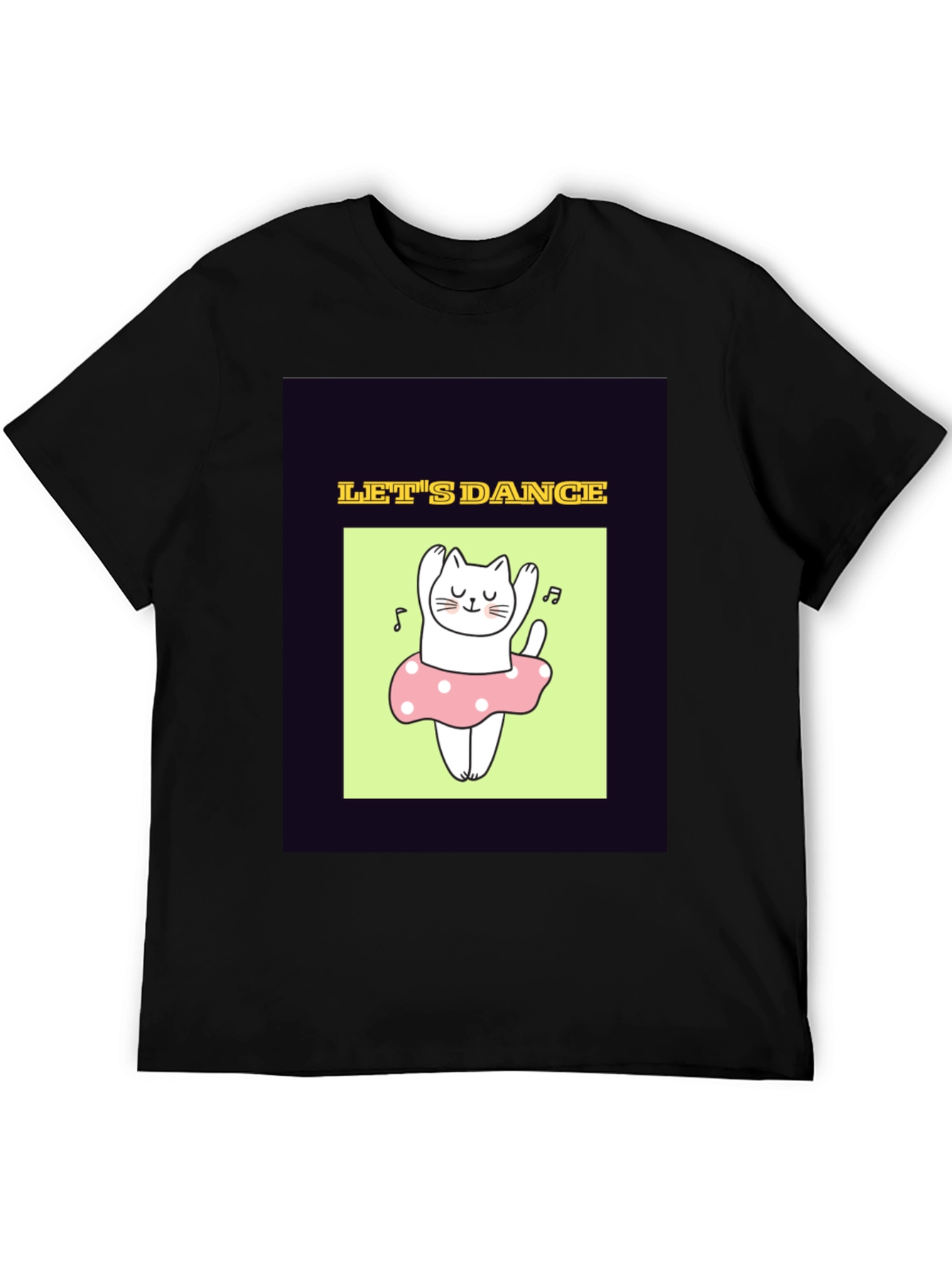 Dancing Cat Graphic Tee - Black Unisex T-Shirt