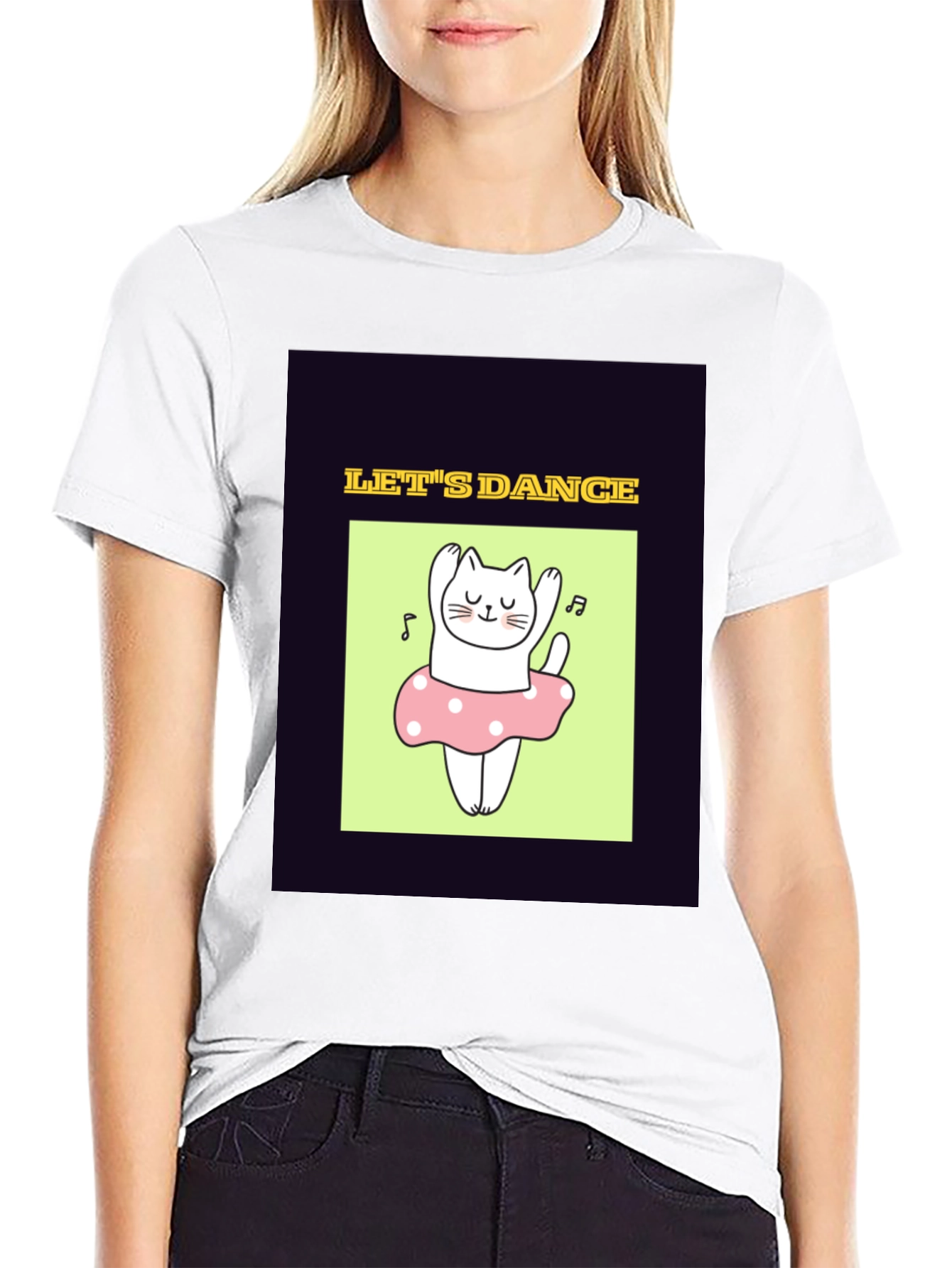 Dancing Cat Graphic Tee - Black Unisex T-Shirt