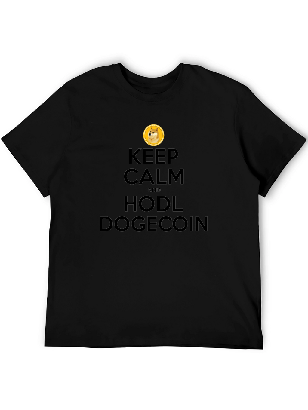 Keep Calm HODL Dogecoin Black T-Shirt
