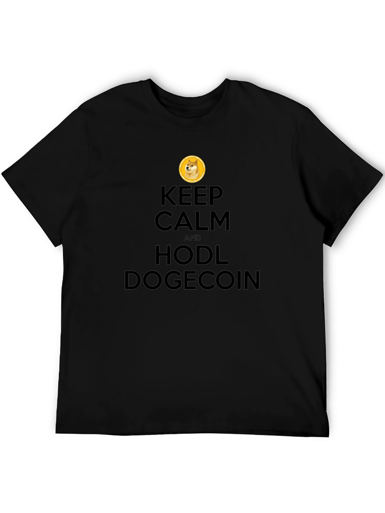 Keep Calm HODL Dogecoin Black T-Shirt