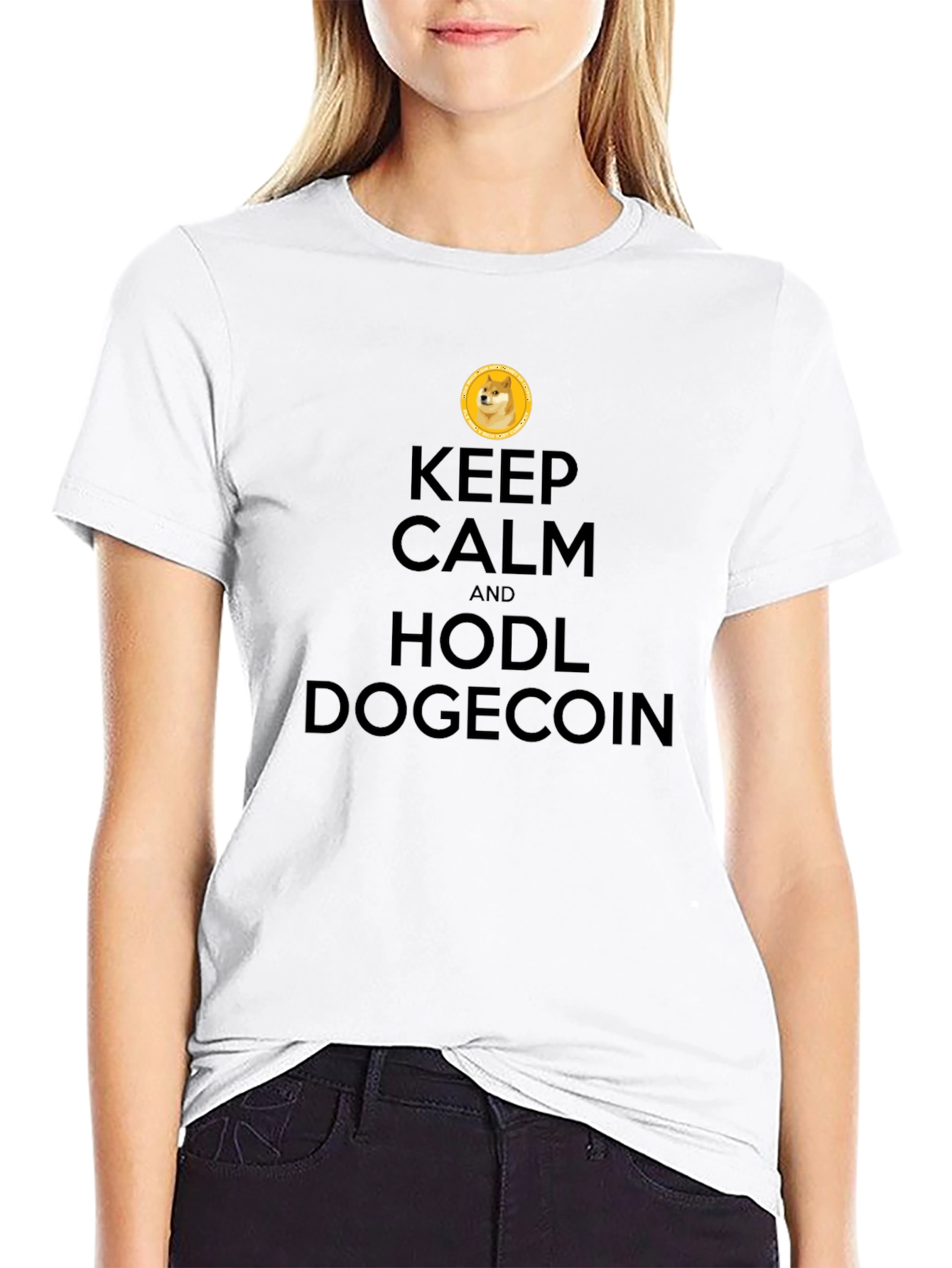 Keep Calm HODL Dogecoin Black T-Shirt