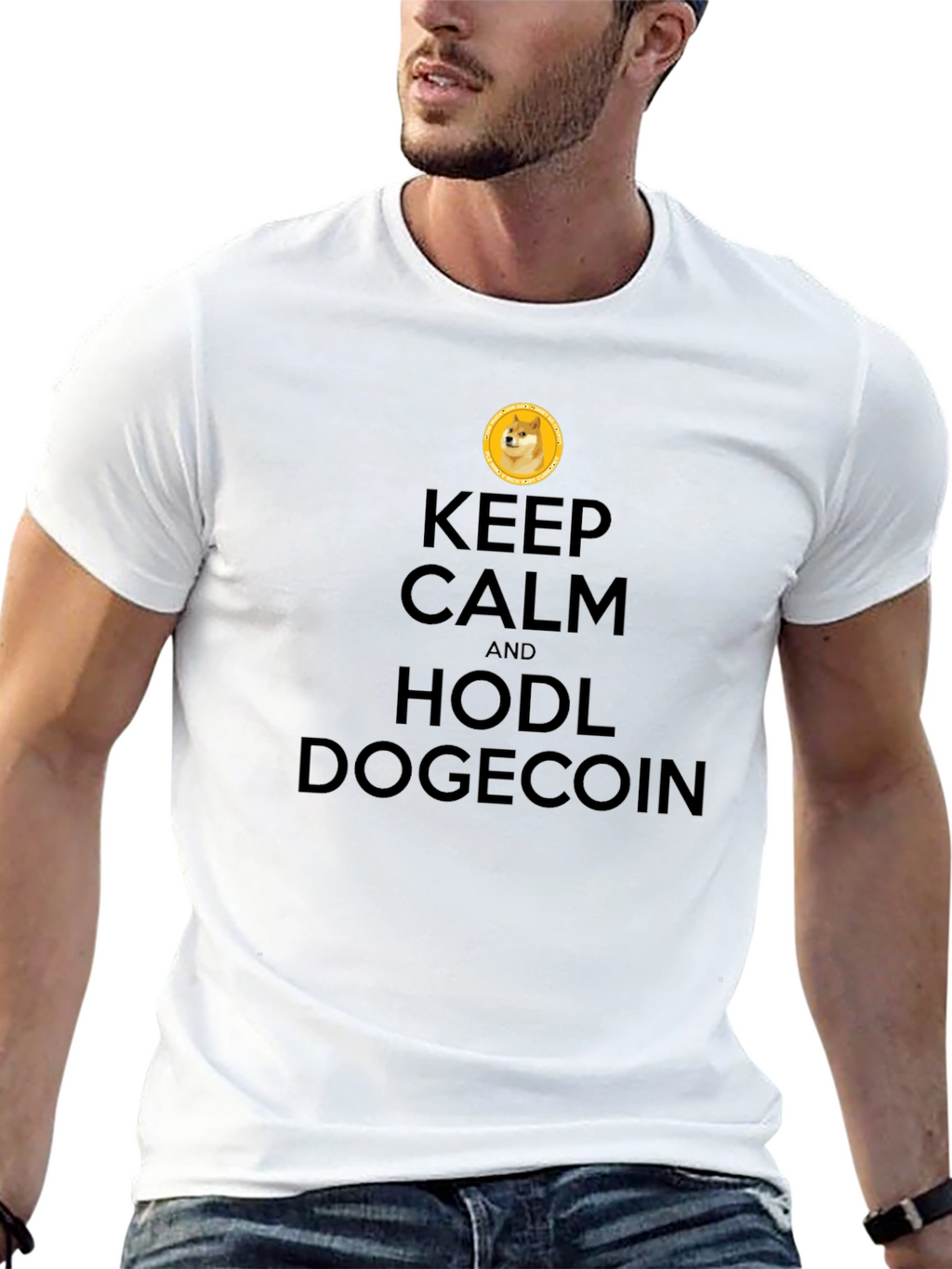 Keep Calm HODL Dogecoin Black T-Shirt