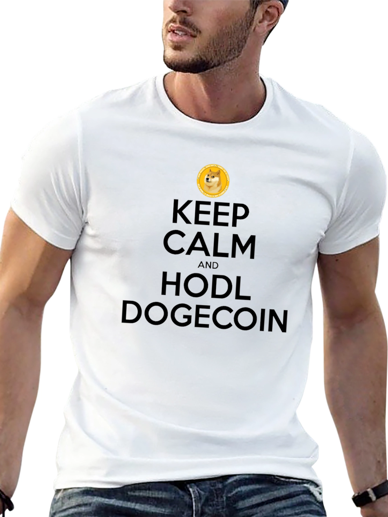 Keep Calm HODL Dogecoin Black T-Shirt