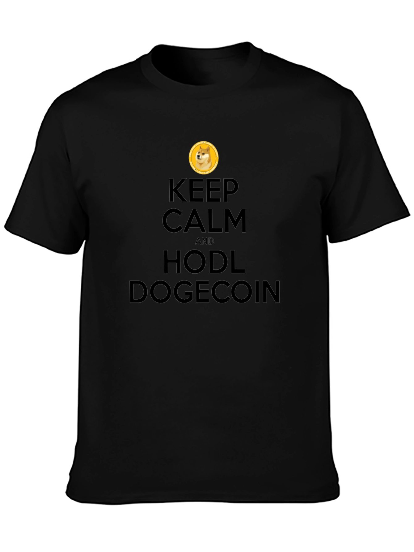 Keep Calm HODL Dogecoin Black T-Shirt