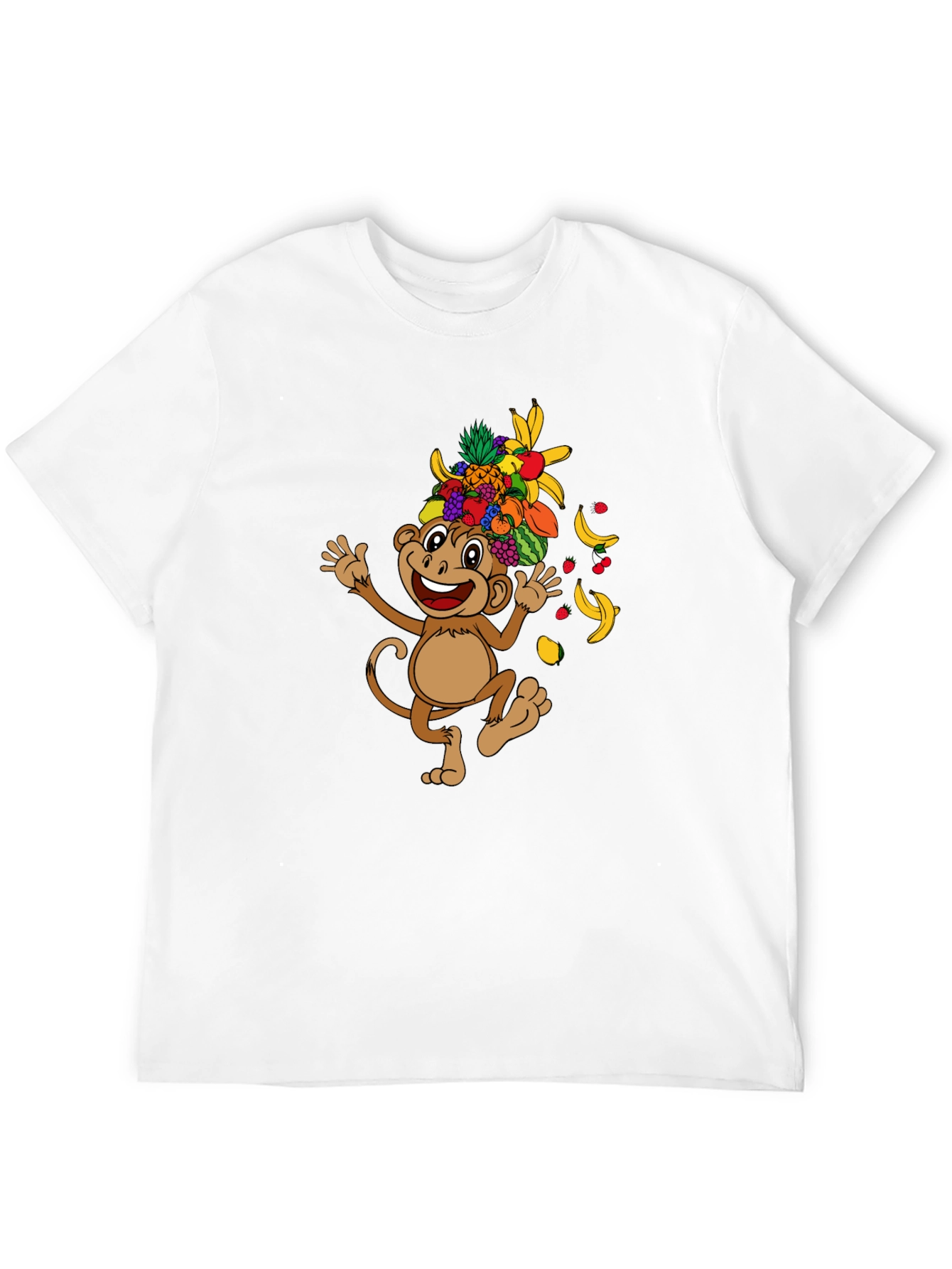 Funny Monkey Fruit Hat Graphic Tee
