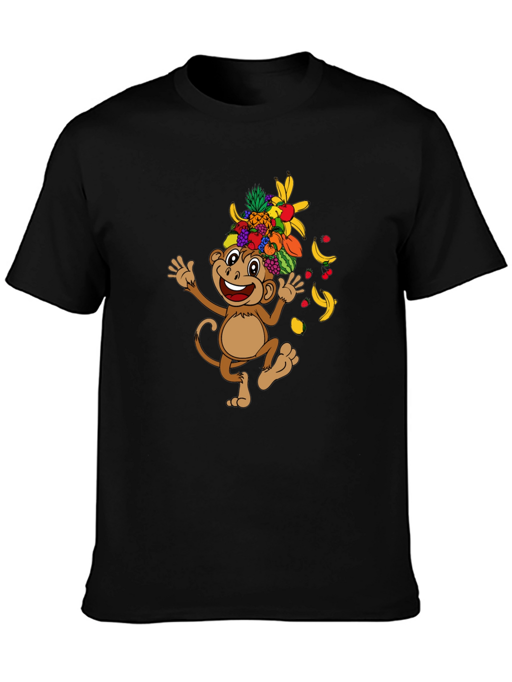 Funny Monkey Fruit Hat Graphic Tee