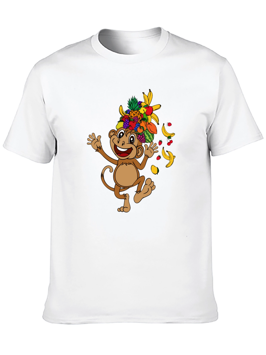Funny Monkey Fruit Hat Graphic Tee