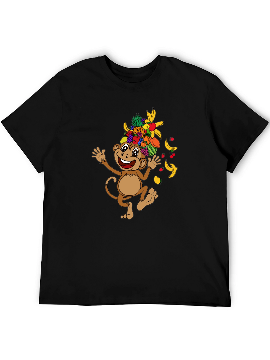 Funny Monkey Fruit Hat Graphic Tee