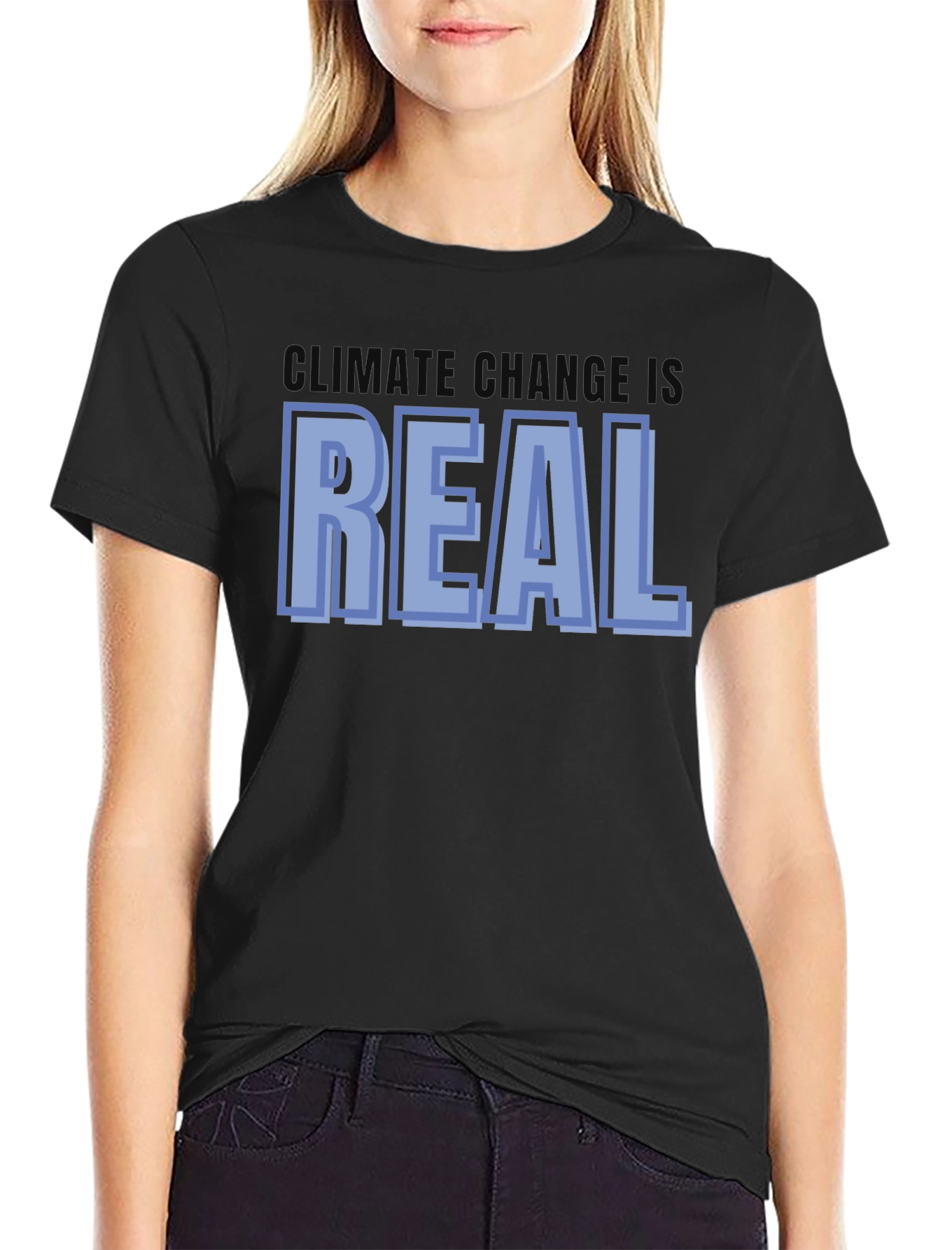 Climate Change is Real Graphic Tee - Black Cotton T-Shirt
