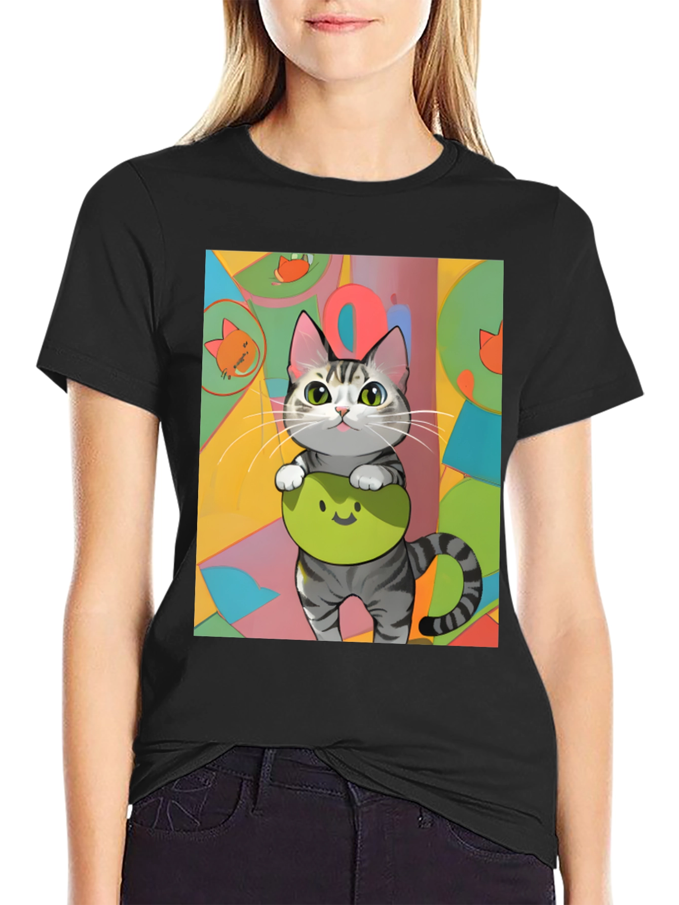Cat Graphic Tee - Cute & Comfy Black T-Shirt