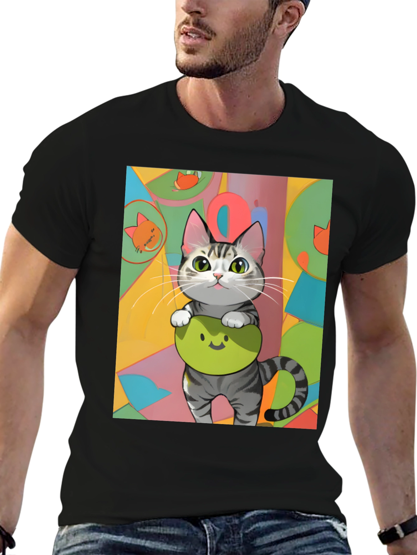 Cat Graphic Tee - Cute & Comfy Black T-Shirt