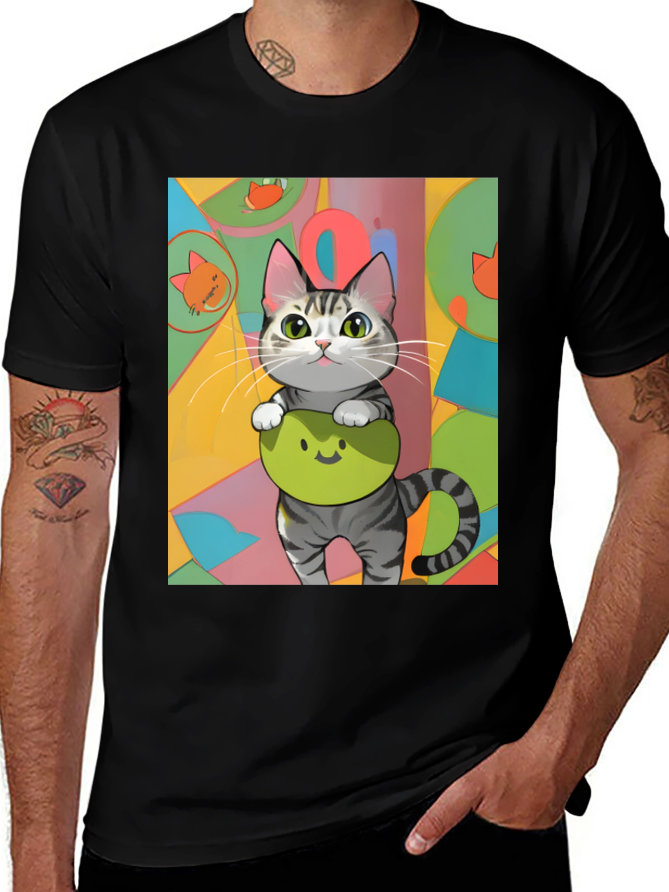 Cat Graphic Tee - Cute & Comfy Black T-Shirt