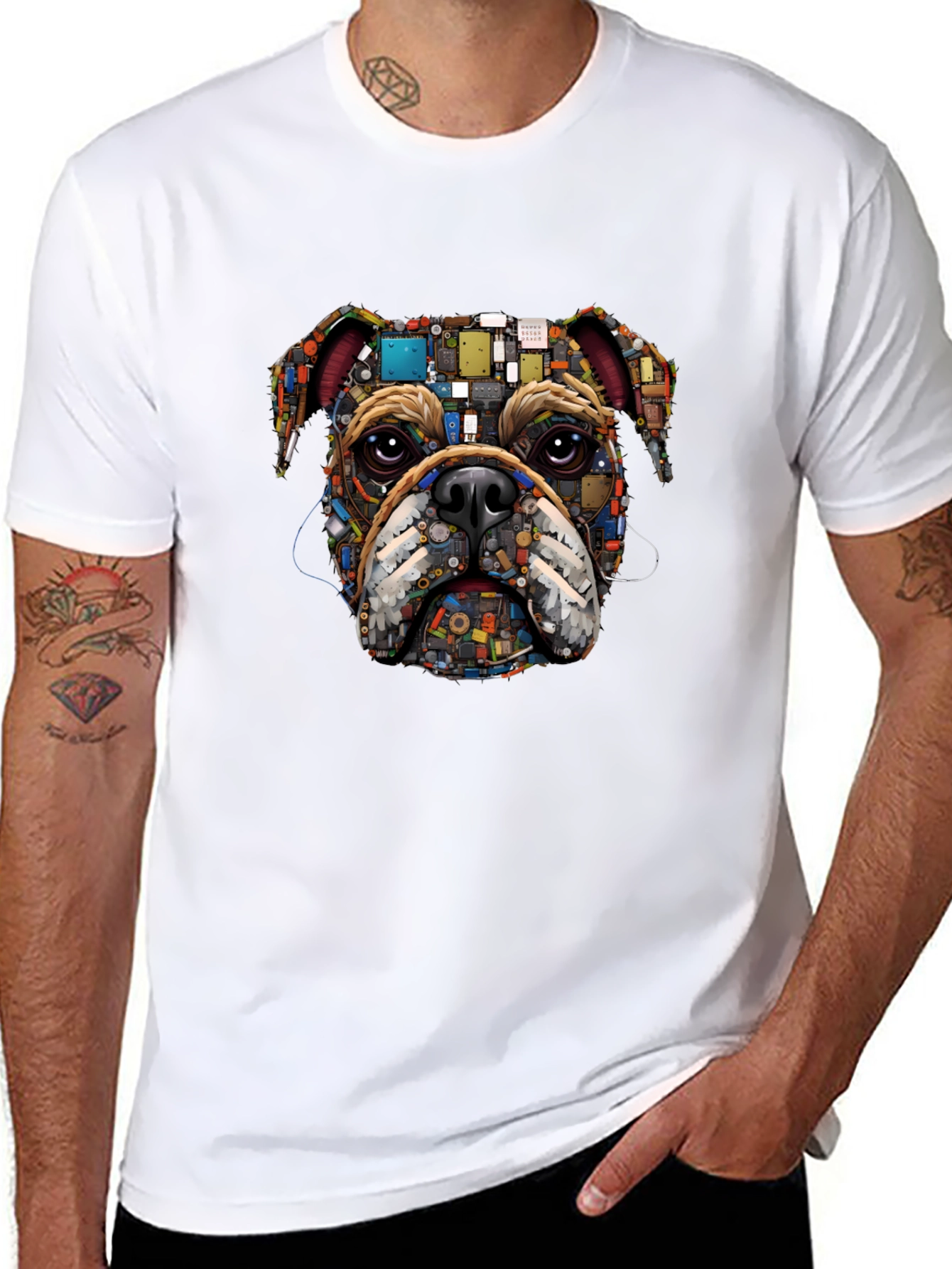 Bulldog Circuitry Mens Black Graphic T-Shirt