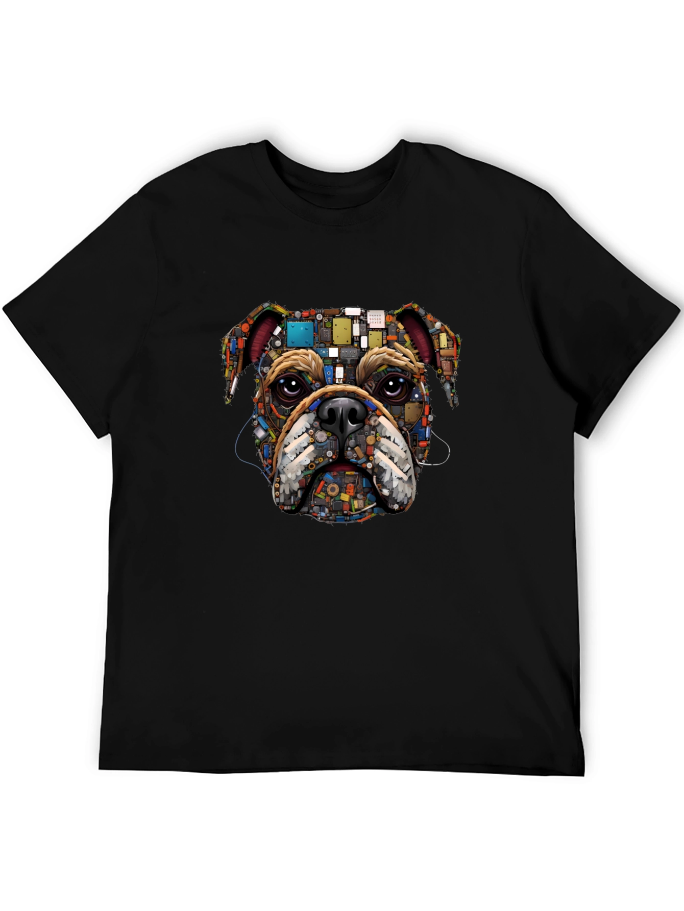 Bulldog Circuitry Mens Black Graphic T-Shirt