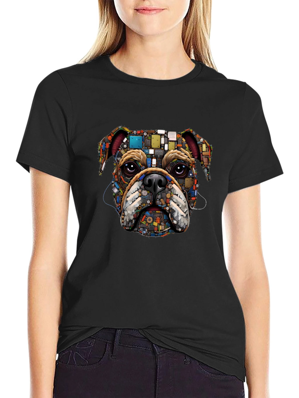 Bulldog Circuitry Mens Black Graphic T-Shirt