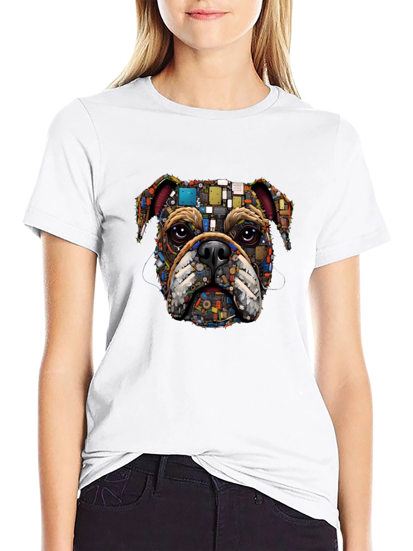 Bulldog Circuitry Mens Black Graphic T-Shirt