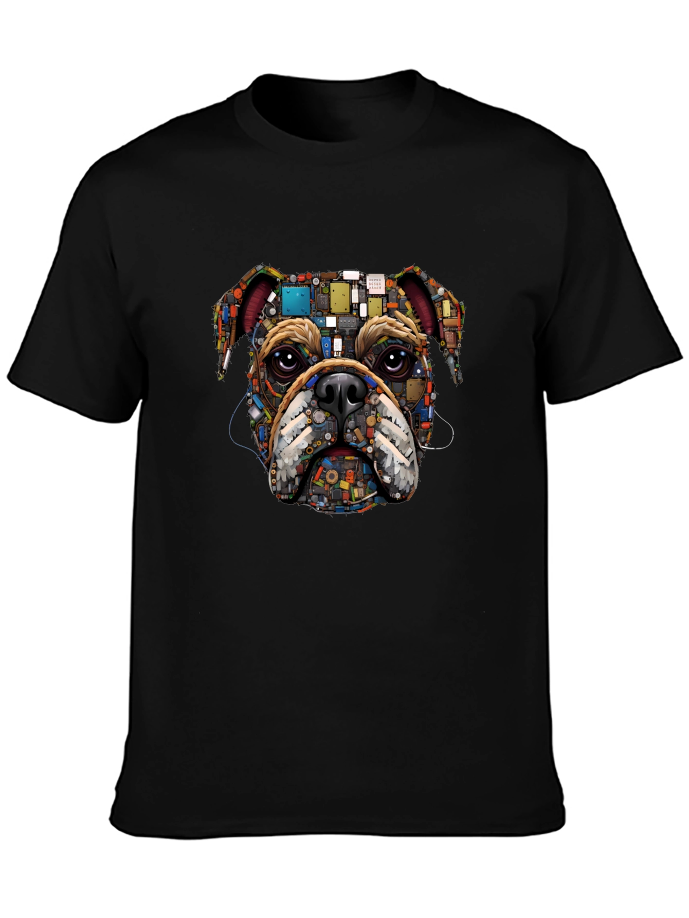 Bulldog Circuitry Mens Black Graphic T-Shirt