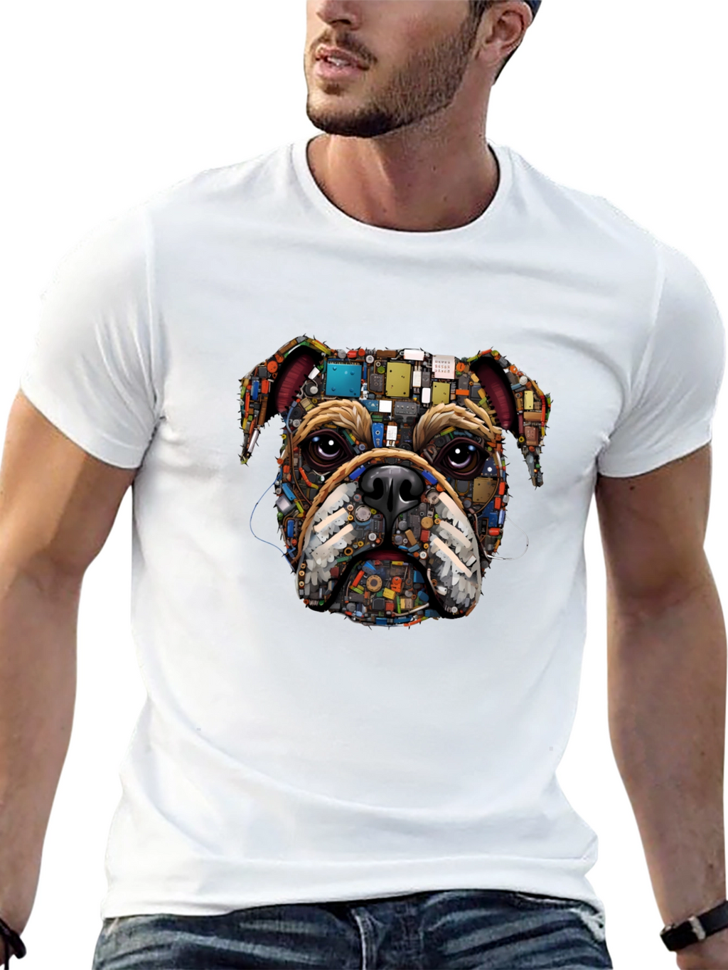 Bulldog Circuitry Mens Black Graphic T-Shirt