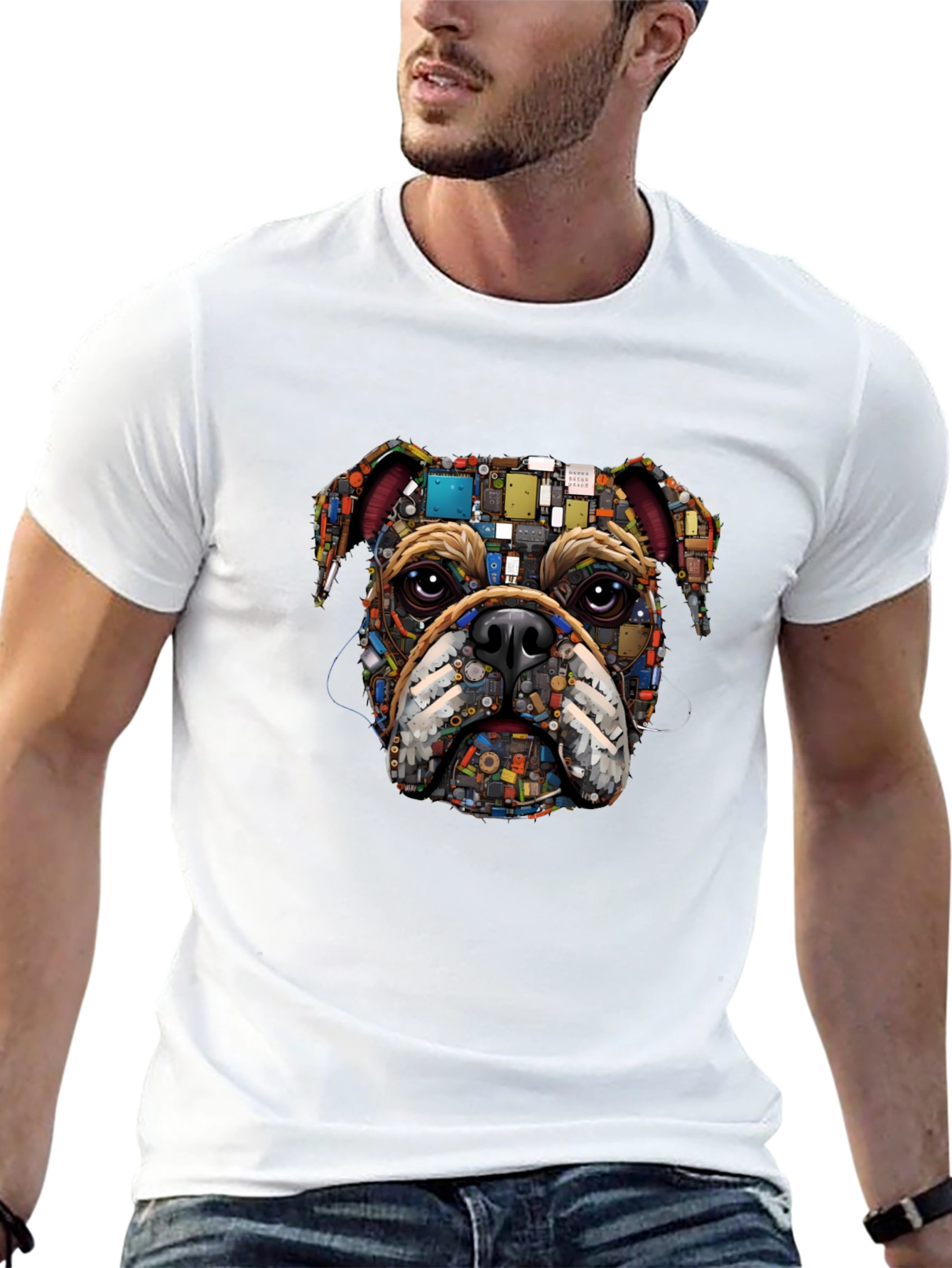 Bulldog Circuitry Mens Black Graphic T-Shirt