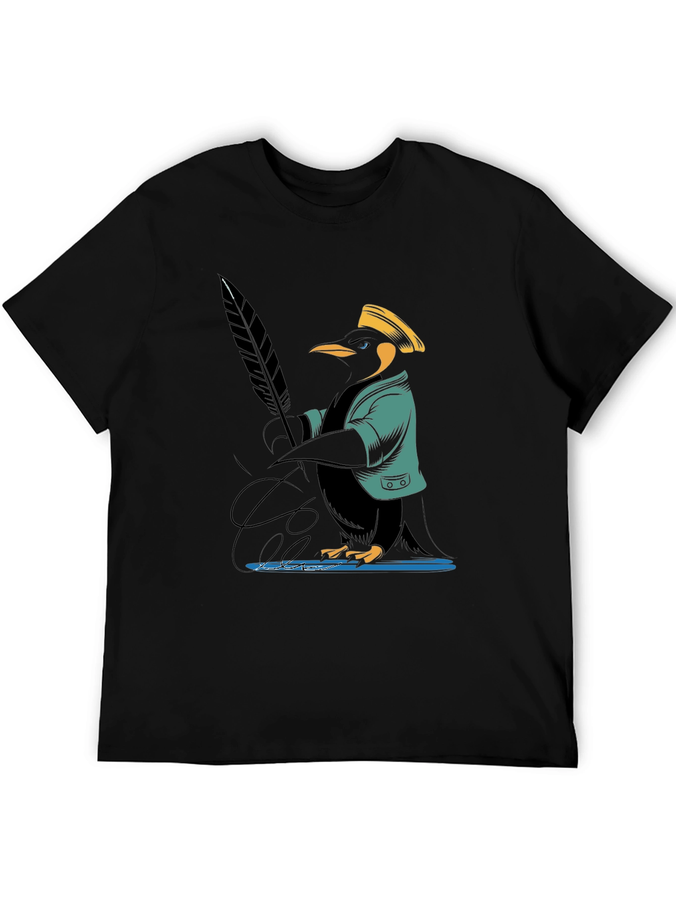 Penguin Writer Graphic Tee - Black Cotton T-Shirt