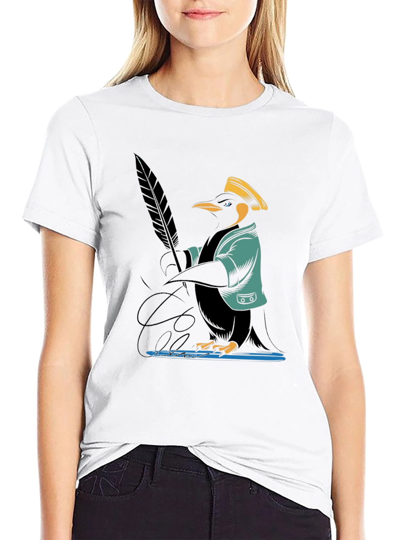 Penguin Writer Graphic Tee - Black Cotton T-Shirt