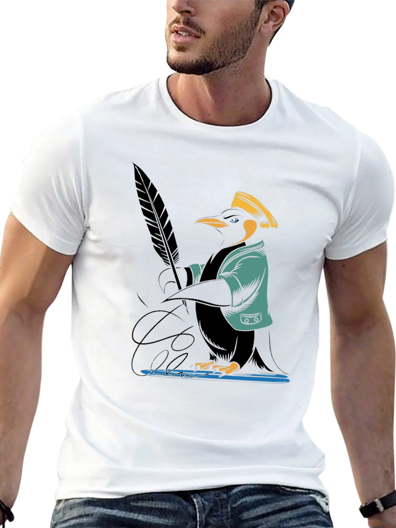 Penguin Writer Graphic Tee - Black Cotton T-Shirt