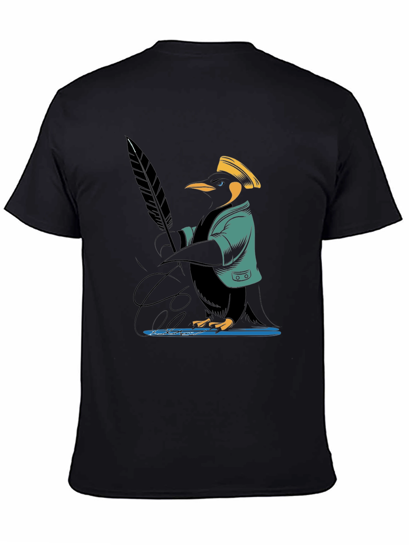 Penguin Writer Graphic Tee - Black Cotton T-Shirt