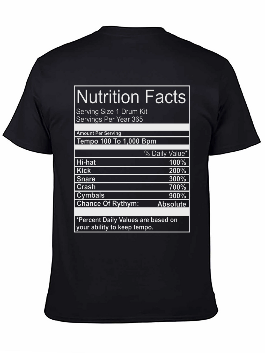 Drummer Nutrition Facts T-Shirt