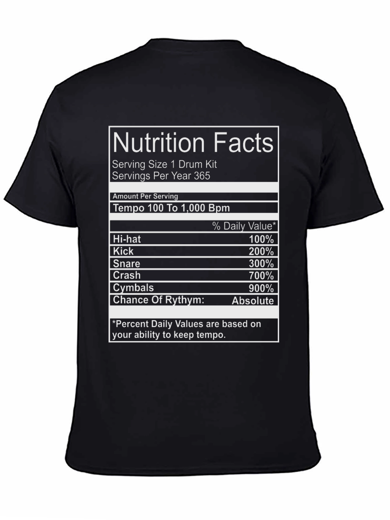 Drummer Nutrition Facts T-Shirt