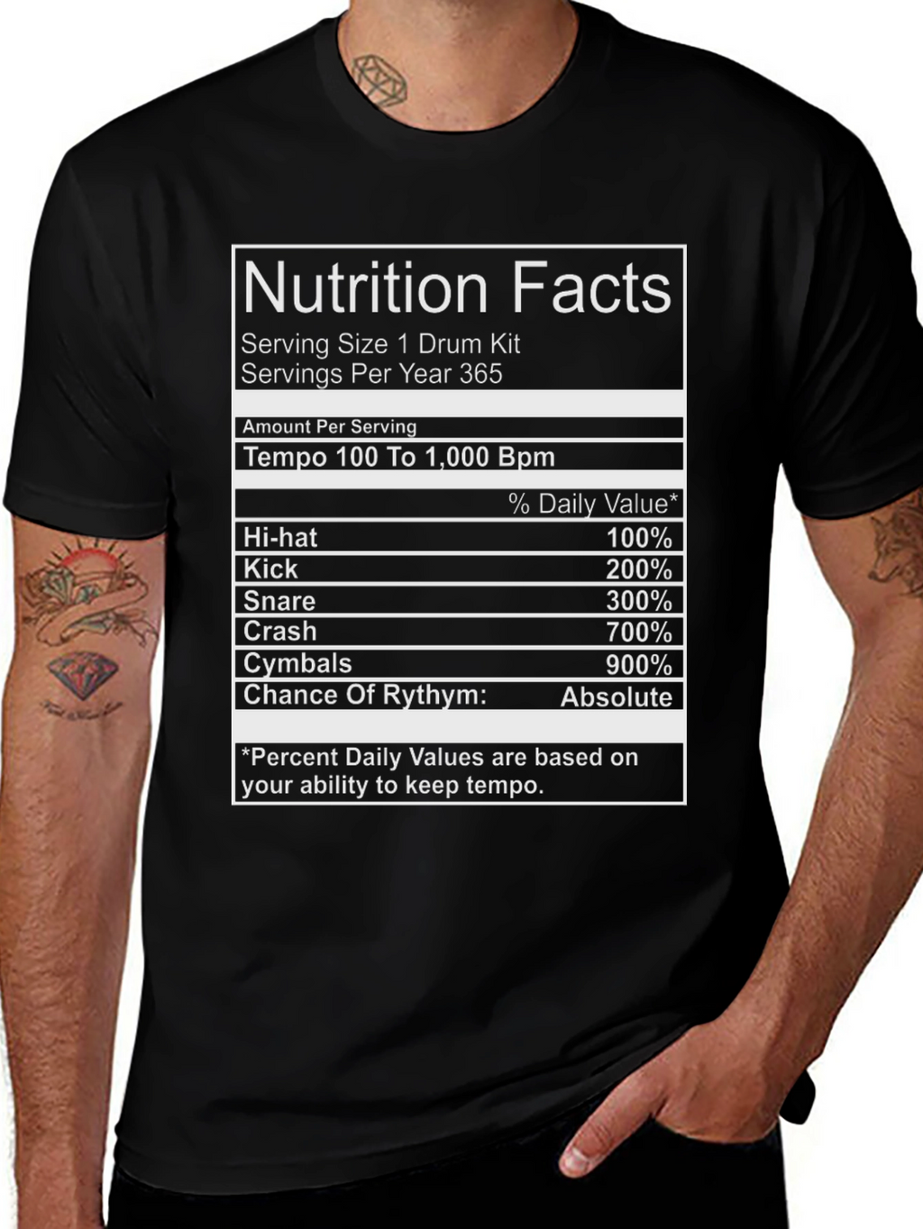 Drummer Nutrition Facts T-Shirt
