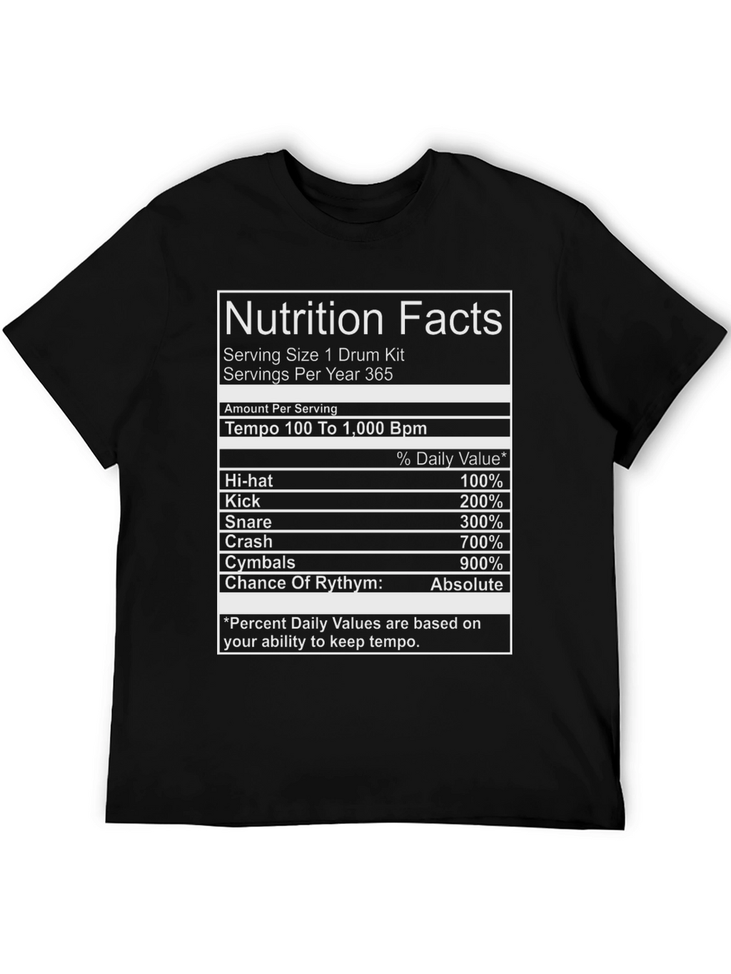 Drummer Nutrition Facts T-Shirt