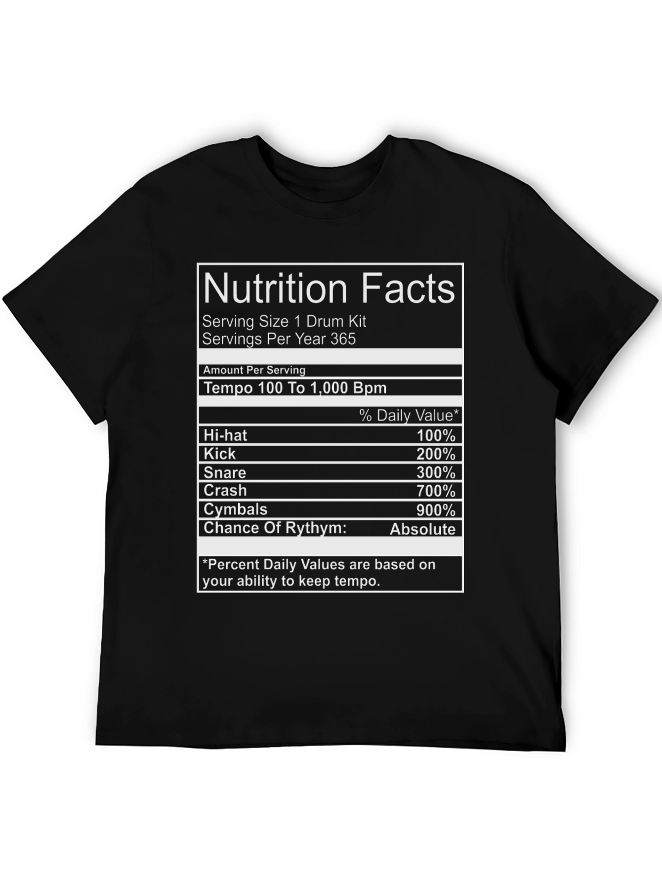 Drummer Nutrition Facts T-Shirt