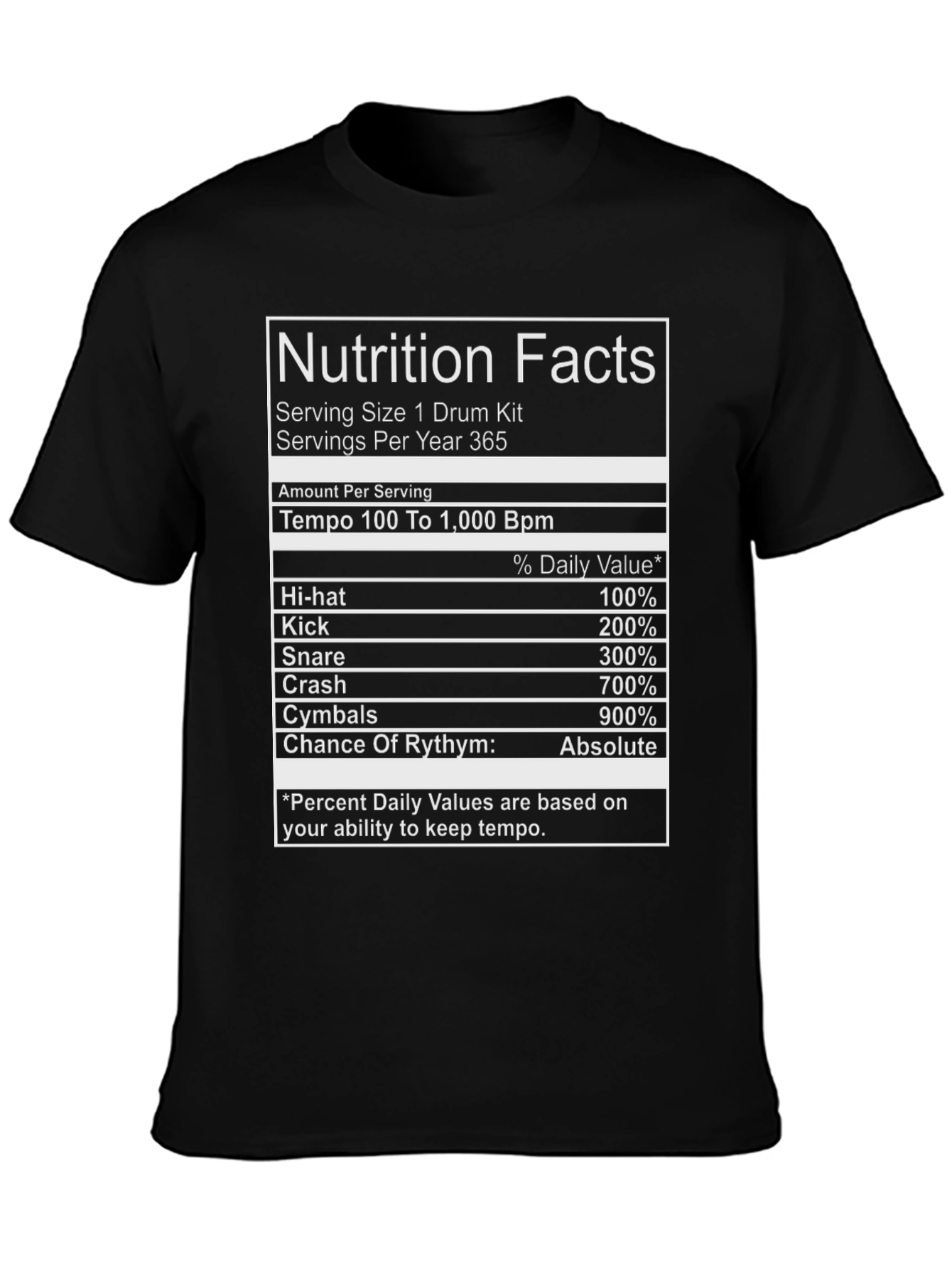 Drummer Nutrition Facts T-Shirt