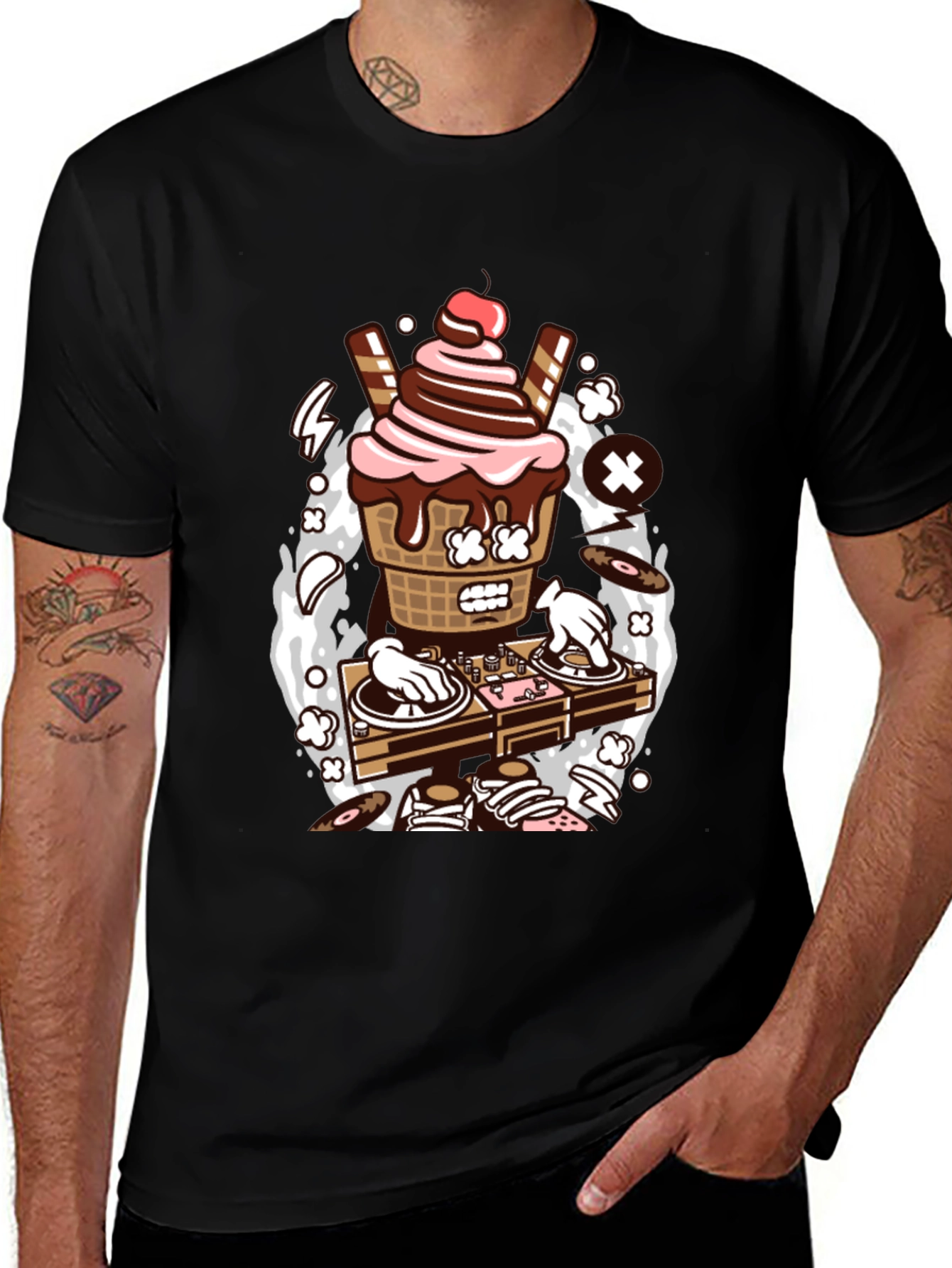 DJ Ice Cream Graphic Tee - Cool Music Lover Shirt