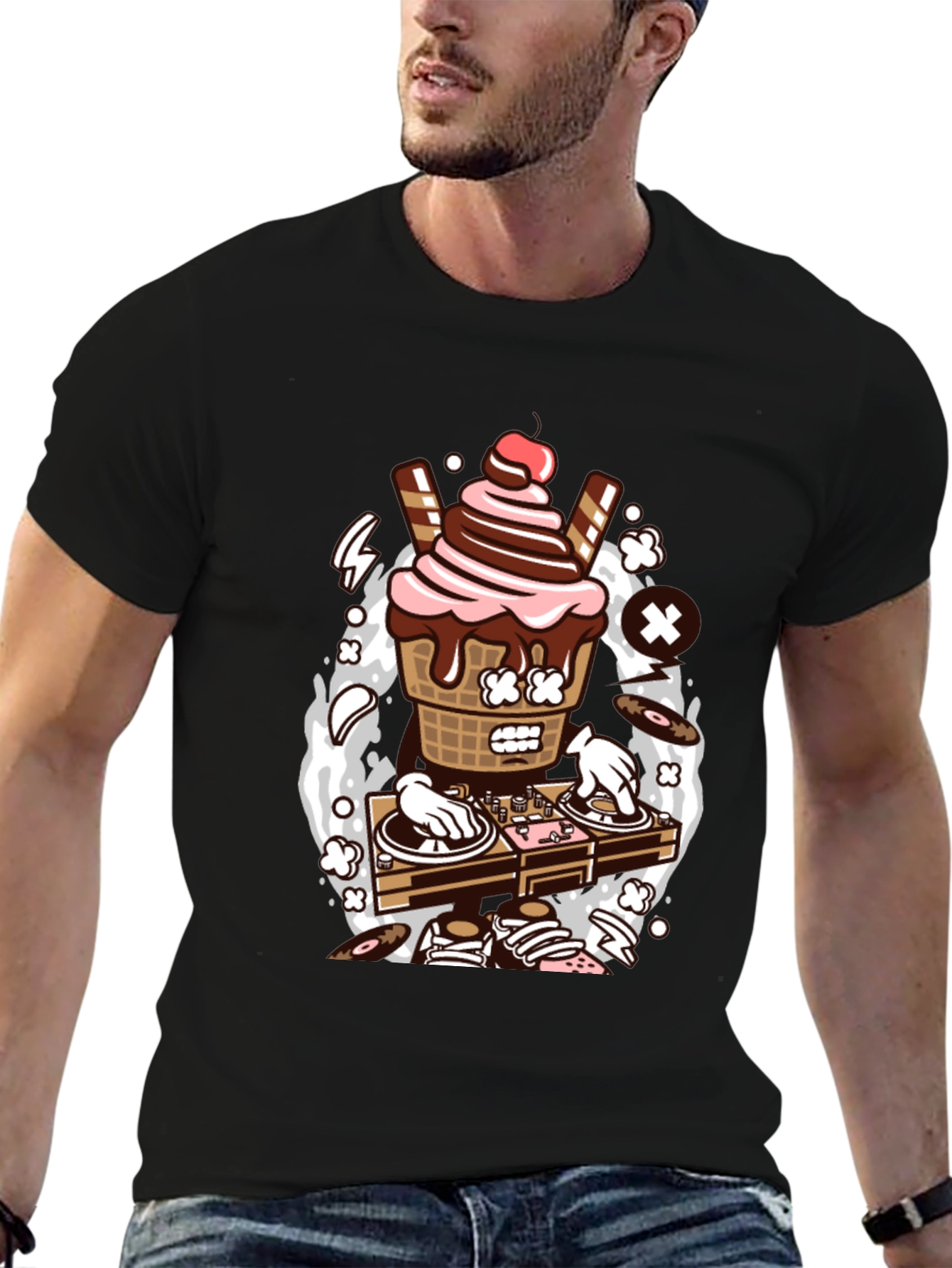DJ Ice Cream Graphic Tee - Cool Music Lover Shirt